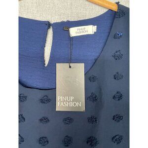 Pinup Fashion Women's Plus Size Casual Ruffled Sleeve Lined Dress Blue, Size 26W